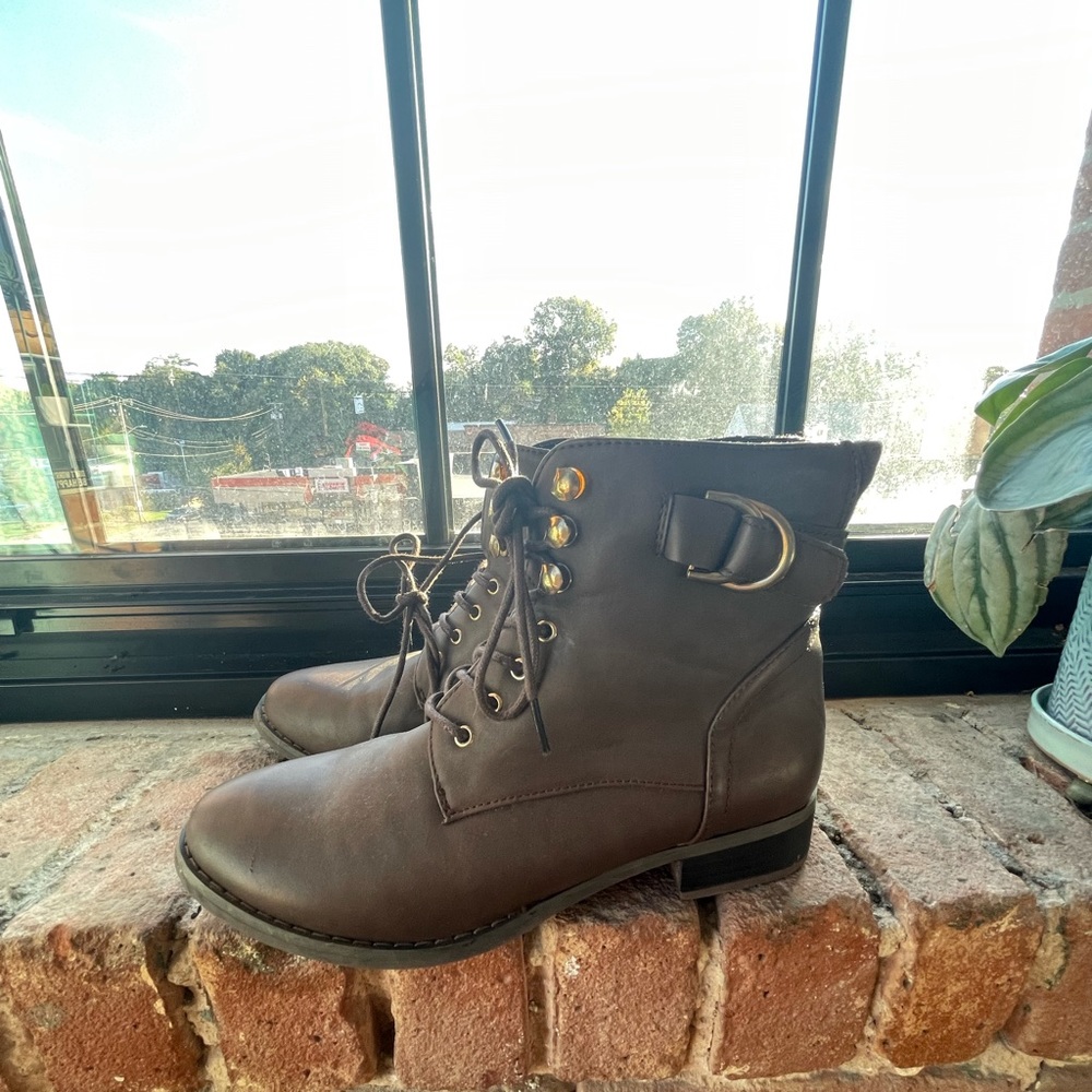 Brown lace up boots